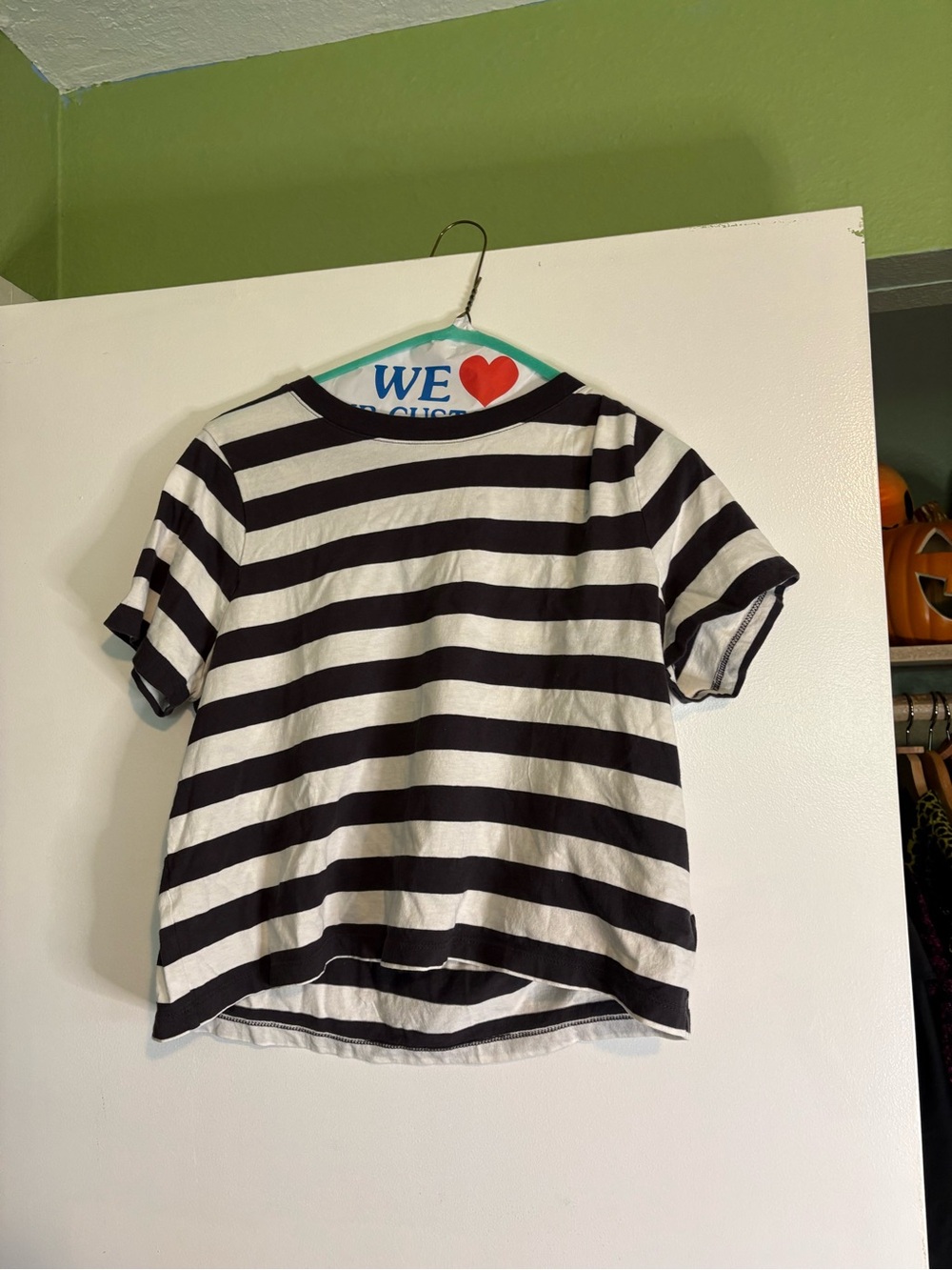Black/ navy and White Striped Short Sleeve Tee